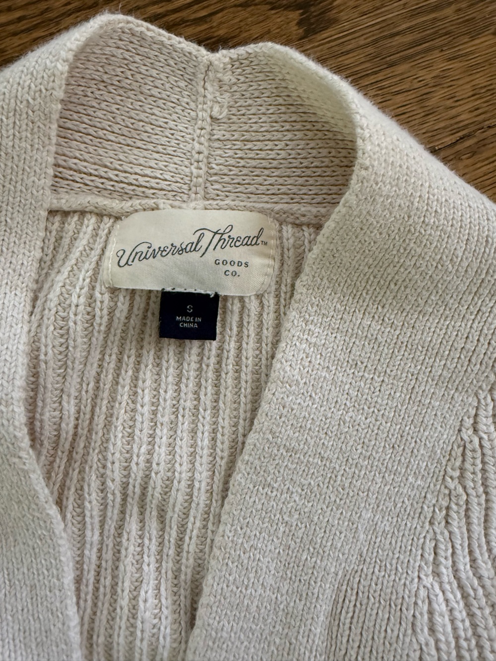 Universal Thread Cream Open-Front Ribbed Cardigan - Picture 2 of 5